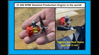 27500 RPM Tiny Combustion Engine I tightened the Piston to the Rod ball amp run a Cox Tee Dee 010 [upl. by Ainar]