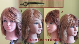 How to cut long side bangs with Feather Styling Razor  Easy Twist Bangs technique haircut [upl. by Weide812]