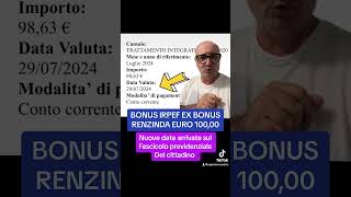 29 LUGLIO ANCORA INPS PAGA IL BONUS IRPEF EX BONUS RENZI youtube letstalk youtubeshorts [upl. by Amej]