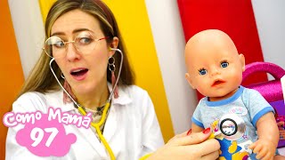 A la bebé Amelia le salen los dientes Como mamá Baby Born en español [upl. by Doggett]