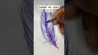 Simple Ballpoint Pen Practice  Drawing A Feather [upl. by Nohpets]