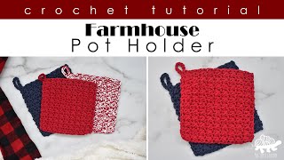 Crochet Farmhouse Pot Holder Tutorial  Quick and Easy Beginner Crochet Pattern [upl. by Roon]