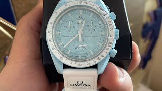 New Swatch Moonswatch chronograph watch quotMission to Uranusquot 2022 full set [upl. by Enetsirhc]