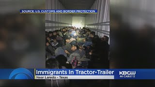 76 Undocumented Immigrants Discovered In TractorTrailer In Texas [upl. by Anined]