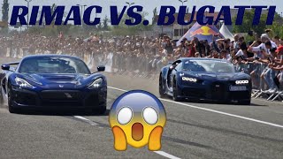 RIMAC NEVERA vs BUGATTI CHIRON DRAG RACE Supercar Owners Circle 2022 Croatia Zagreb [upl. by Kasper]