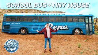 DIY SCHOOL BUS TINY HOUSE CONVERSION EP 1  MODERN BUILDS [upl. by Anirtruc]