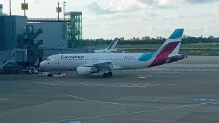 Düsseldorf departure to Vienna Airport onboard Eurowings flight [upl. by Nahtahoj101]