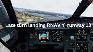 P3DV54 KLGA late turn landing RNAV Y runway 13 [upl. by Davidde815]