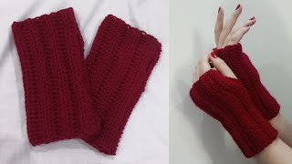 Crochet fingerless gloves in the easiest way  tutorial for beginners [upl. by Jilleen]