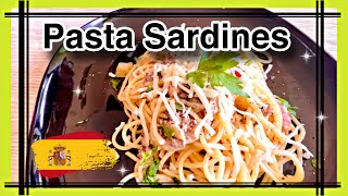 EASY SPANISH PASTA SARDINES RECIPE 🇪🇸 Cherich TV [upl. by Nosnehpets659]