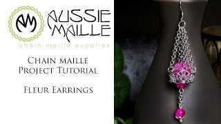 Chain Maille Tutorial  Fleur Earrings [upl. by Ymmak70]