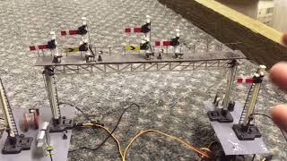 Triang Hornby kit bashed gantry signals How I made them MegaPoints controllers [upl. by Imoyik974]