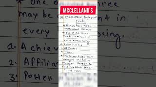 McClellands Theory of needs  theory of motivation  bcom  mcom  shorts  punchnotes 11 [upl. by Hyde]