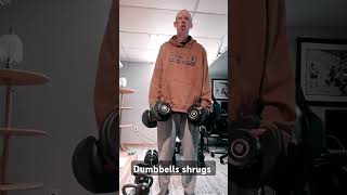 dumbbells shrugs for traps homegym homefitness workout [upl. by Anwahsat]