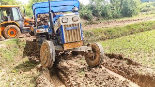 Swaraj 744FE Tractor Full Loded Troli in mud  Tractor Video  tractor [upl. by Odnalro753]