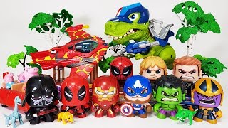 Marvel Avengers Ben 10 vs Thanos Starwars Darth Vader Spider Man Hulk Iron Man Toys Play [upl. by Aicekan]