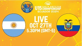 3rd Place Game  Argentina v Ecuador  Full Basketball Game  South American U15 Championship 2024 [upl. by Laise]