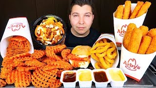 My First Time Trying Arbys Waffle Fries • MUKBANG [upl. by Carboni4]