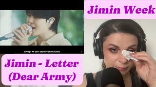 Reacting to Jimin BTS Letter Dear Army Live Performance [upl. by Ahseinek]