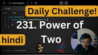 Leetcode daily challenge  231 Power of two  Bit Manipulation   Shashwat Tiwari Hindi [upl. by Gilead]