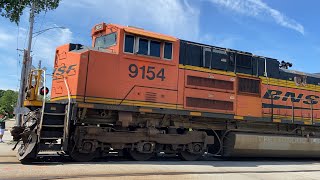 BNSF 9154 leads NS 880 with a strong K5LLA horn through Chesterton IN 61022 [upl. by Ahsatal]