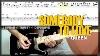 Somebody to Love  Guitar Cover Tab  Guitar Solo Lesson  Live Rhythm Parts  BT w Vocals 🎸 QUEEN [upl. by Michaella]