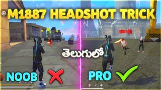 M1887 one tap headshot pro tipsamptricks In free fire in Telugu [upl. by Hebe]