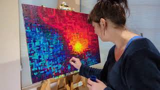 part 3  Making a colorful abstract acrylic painting  Eva Salyer Art is live [upl. by Kelam992]