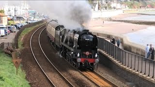 34046 Braunton amp 47828 on The English Rivera Express along the Dawlish Sea Wall 040524 [upl. by Faxon]