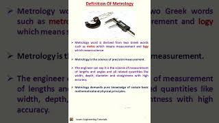 What is Metrology II Metrology 1 [upl. by Eiboh]