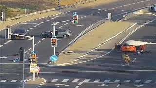 Ambush at intersection near Sderot during Hamas attack in Israel  Traffic cam video [upl. by Regdor878]