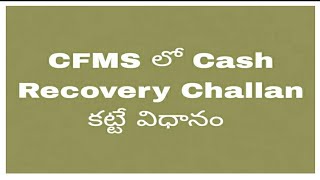 Cash Recovery Challan in CFMS [upl. by Wernher997]