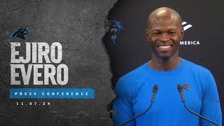 Ejiro Evero speaks on Giants matchup ahead of Sunday  Press Conference  Carolina Panthers [upl. by Ardnola]