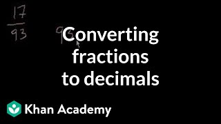 Converting fractions to decimals  Decimals  PreAlgebra  Khan Academy [upl. by Kendall]