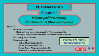 History of Pharmacy Profession amp Pharmacopoeis  CH1  Pharmaceutics  DPharma 1st Year PDF Notes [upl. by Brandi381]