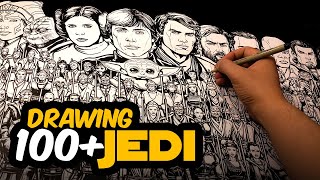 Drawing 100 STAR WARS JEDI ft The MANDALORIANS Paul SunHyung Lee [upl. by Adnilak925]