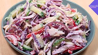 recette de chou blanc  salade de chou blanc et chou rouge concombre 152 [upl. by Redvers410]