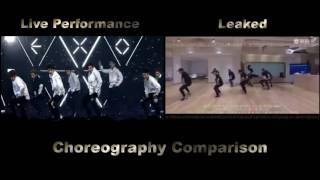 EXOLotto LouderChoreography Comparison Live Performance VS Leaked [upl. by Orola335]