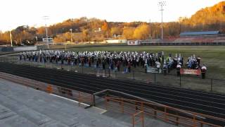 The combined Sullivan Central East North and South high school marching bands perform for a video [upl. by Graubert]