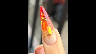 Beginner Gel Nail Tutorial  Fall Fire Dimensional Nail Art [upl. by Wilburn]