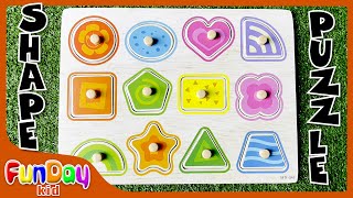 Learn Shapes with Preschool Shapes Puzzle I Shape Learning videos for Toddlers amp Kids  FunDayKid [upl. by Lais]