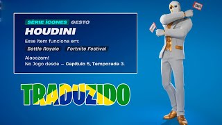 TRADUÇÃO DO EMOTE  HOUDINI  FORTNITE [upl. by Gitel591]