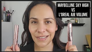 MAYBELLINE SKY HIGH LASH SENSATIONAL VS LOREAL AIR VOLUME MASCARA 🥊🥊 [upl. by Llednahc497]