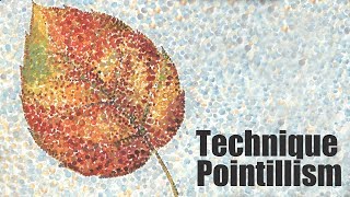 Speed Painting  Technique Pointillism  Autumn leaf  Gouache  IOTN [upl. by Eimmaj]