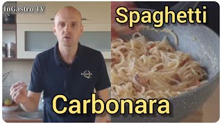 Spaghetti carbonara  pasta alla carbonara  oryginalny włoski przepis  InGastro TV [upl. by Nanah610]