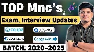 🔥Coupa Cognizant Capgemini Juspay Top Mncs Exam Interview Updates  BATCH 20202025 [upl. by Anan]