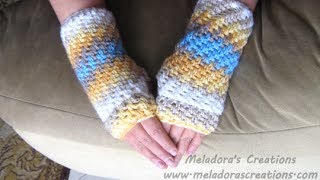 Crochet Fingerless Gloves Pattern  Brick Stitch Finger less Gloves  Crochet Tutorial [upl. by Gean]