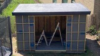 Adding breathable membrane and timber battens to DIY garden room [upl. by Bahe914]