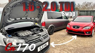 Vw caddy 16  20 TDI CR engine swap it rips [upl. by Janette939]