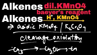 oxidation of Alkenes with baeyers reagent and acidic KMnO4 or K2Cr2O7 [upl. by Nomar]